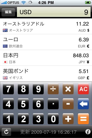 国際通貨コンバータスクリーンショット