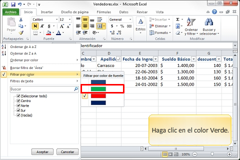 Curso de Excel 2010 – Filtros por Colorスクリーンショット